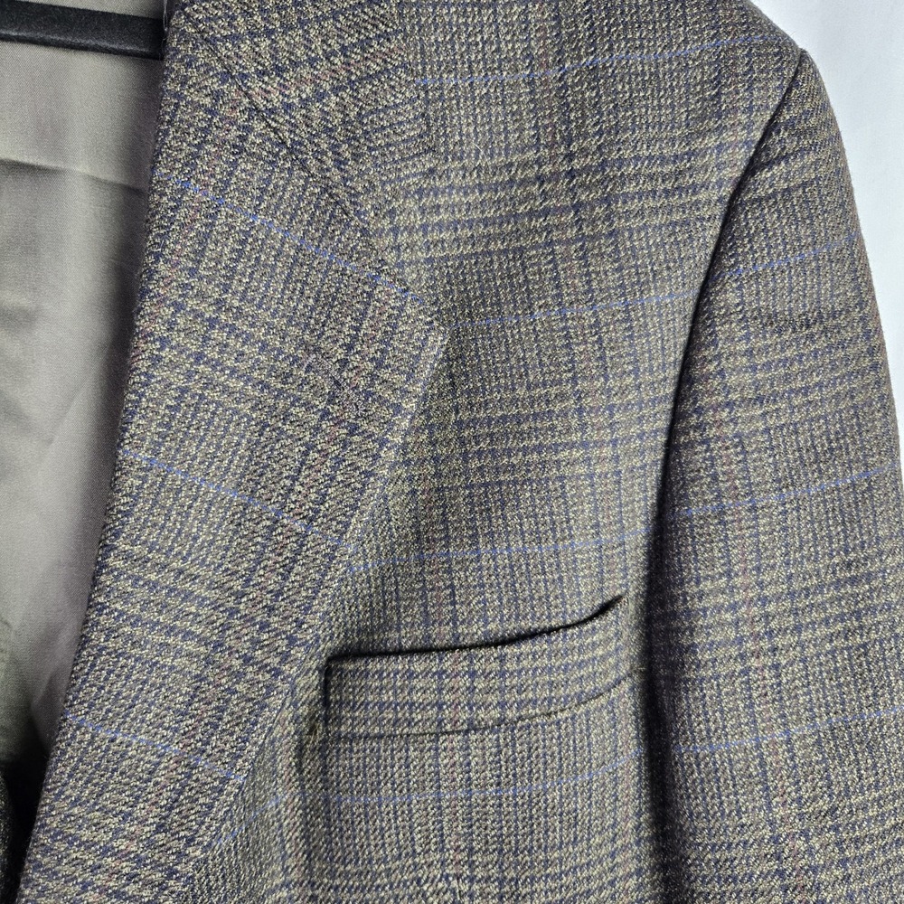 Gianfranco Ruffini Lambswool Sport Coat Blazer 48R Glen Plaid Academia Old Money - Picture 3 of 11